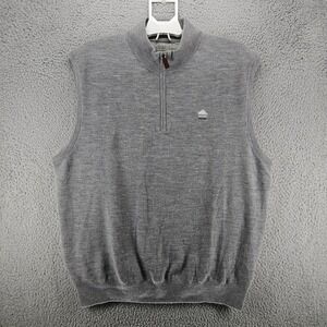 Fennec Vest Men's XL 1/4 Zip 100% Merino Wool Gray Casual Golf XL‎